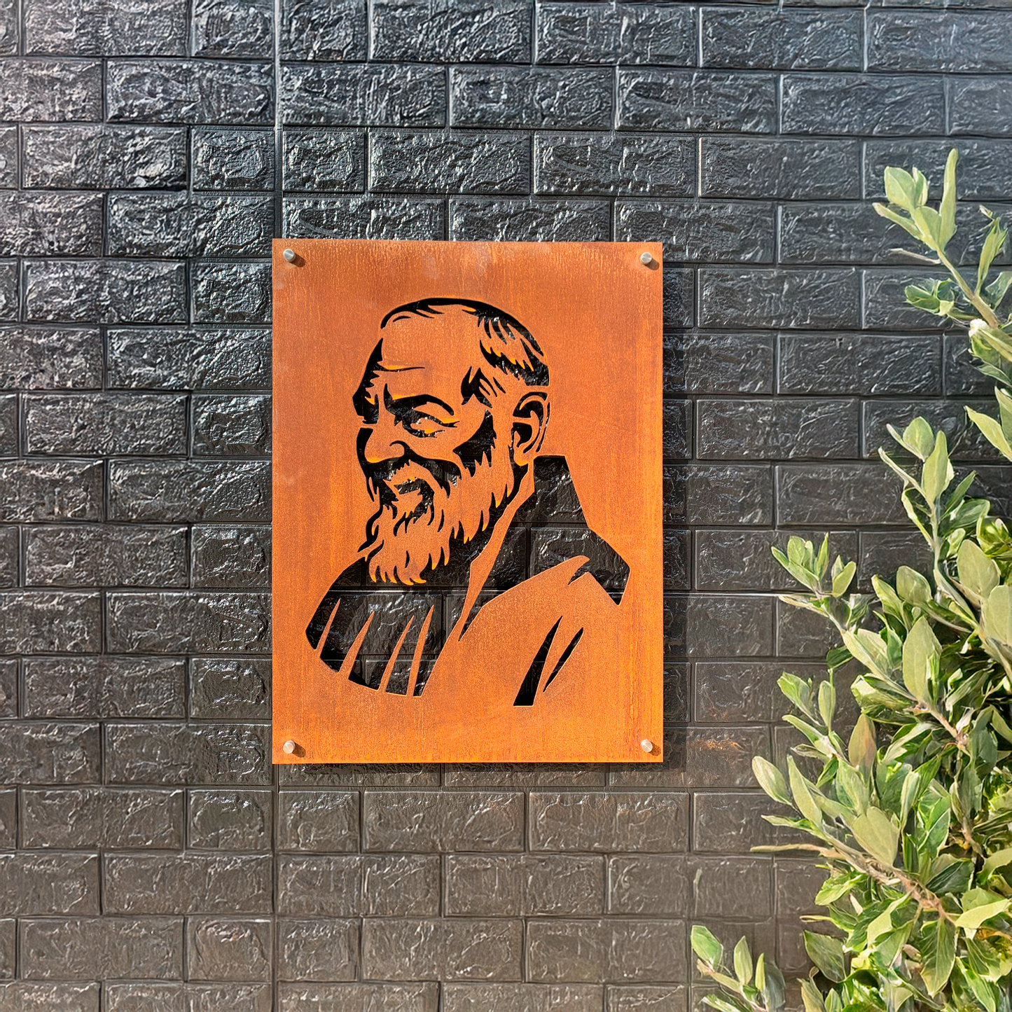Padre Pío en Acero Corten