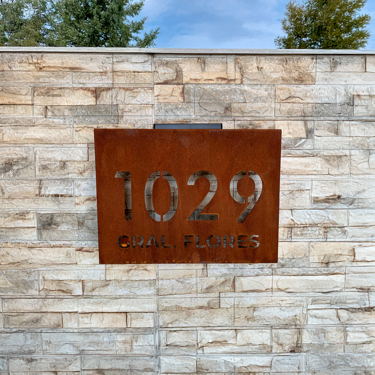 Placa Solar para Puerta - en hierro grafito o acero corten