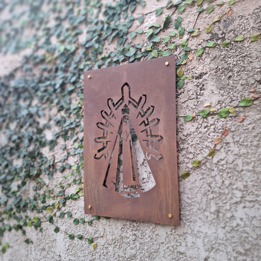 Virgen de Luján en acero corten de 40x60cm