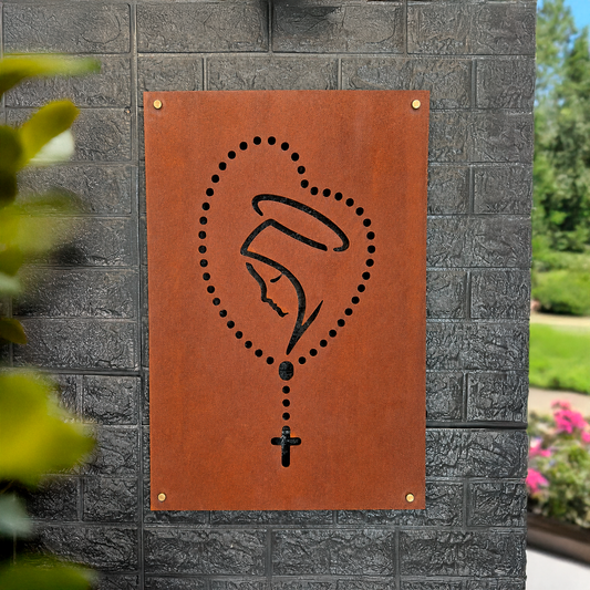 Virgen del Rosario en Acero Corten