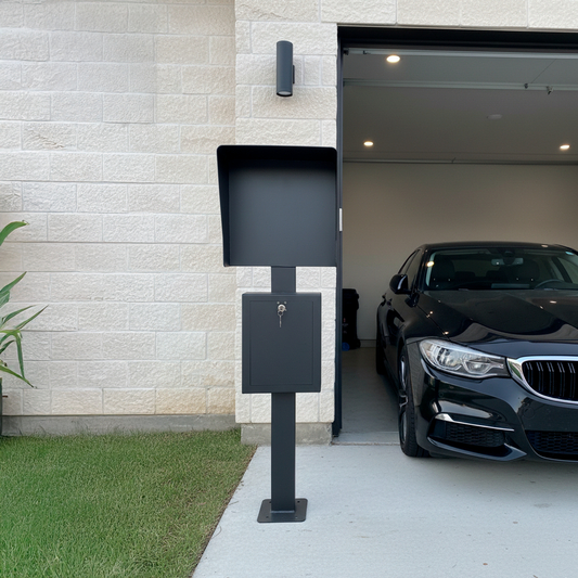 Base metálica para cargador eléctrico – con visera y gabinete de seguridad