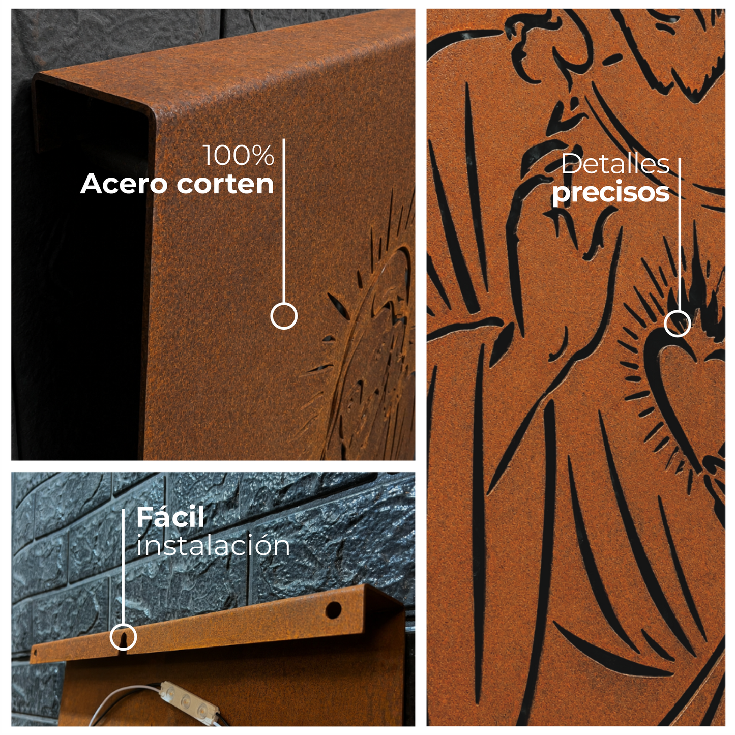 Sagrado Corazón de Jesús en Acero Corten