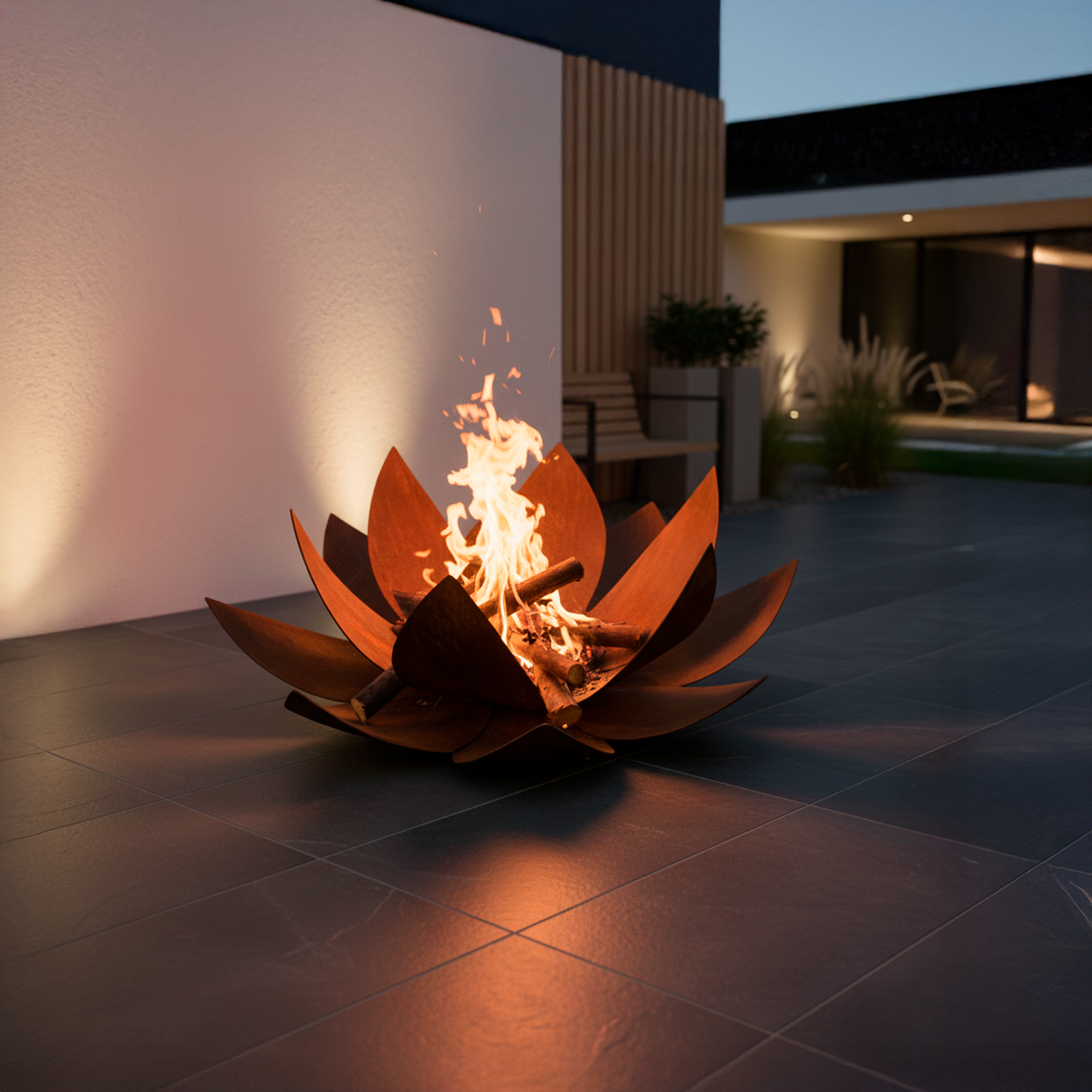 Fogón / Escultura FLOR DE LOTO - en acero corten