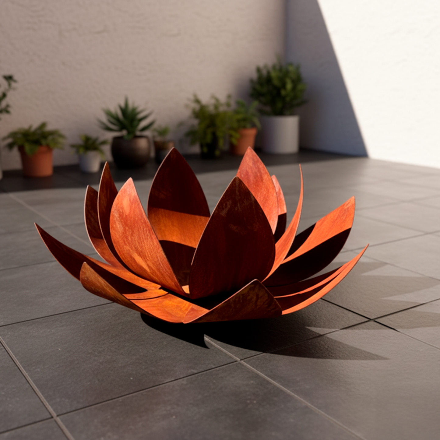 Fogón / Escultura FLOR DE LOTO - en acero corten