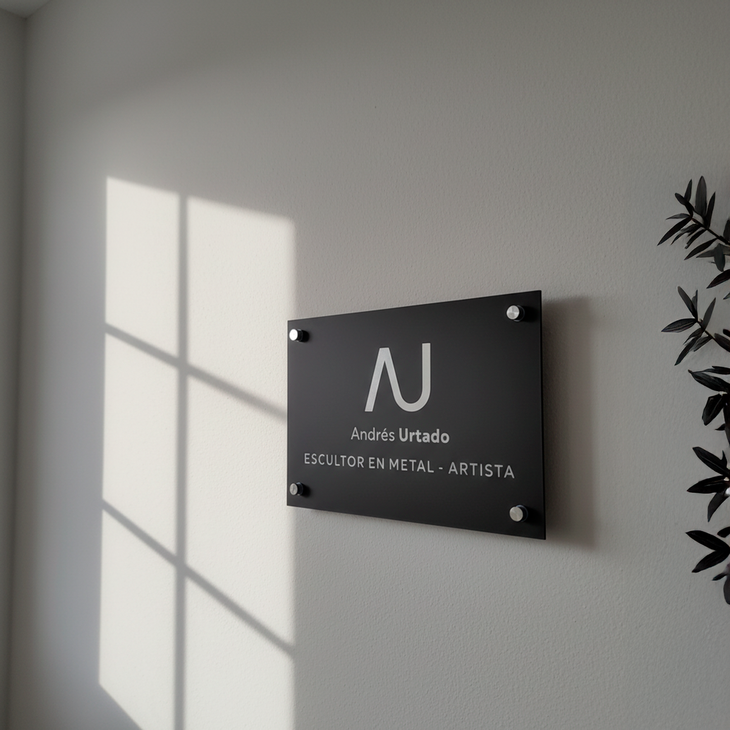 Placa Profesional Grabada - Acero Inoxidable o Negro PU